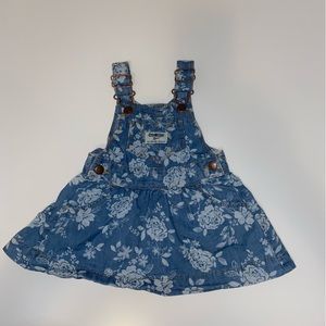 OshKosh B’Gosh Chambray Floral Jumper Dress Overall 9M Vestbak Baby